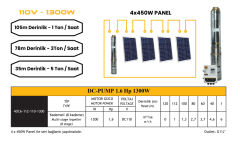 Mexxsun 1.6hp / 1300watt / 8 Kademe / 110-200 Volt Dc Dalgıç Pompa