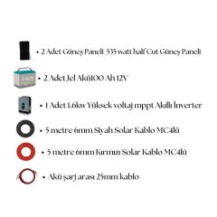5000 Watt Tv Büyük Buzdolabı Solar Paketi 550w Güneş Paneli 1.8kw İnverter 100ah Jel Akü