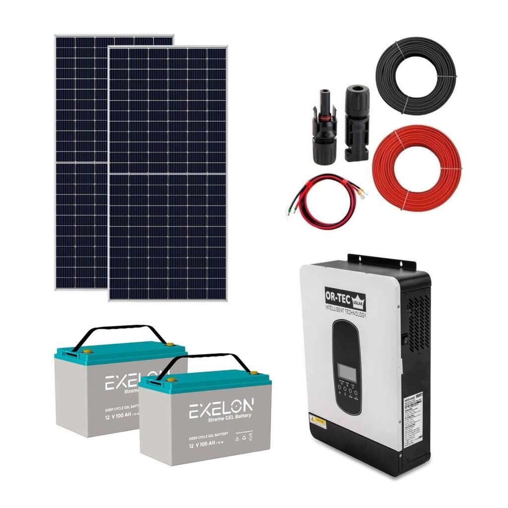 5000 Watt Tv Büyük Buzdolabı Solar Paketi 550w Güneş Paneli 1.8kw İnverter 100ah Jel Akü