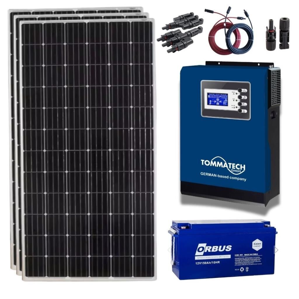 Güneş Enerjisi Bağ Evi Solar Paketi 1KVA İnverter 210W Güneş Paneli 150AH Jel Akü