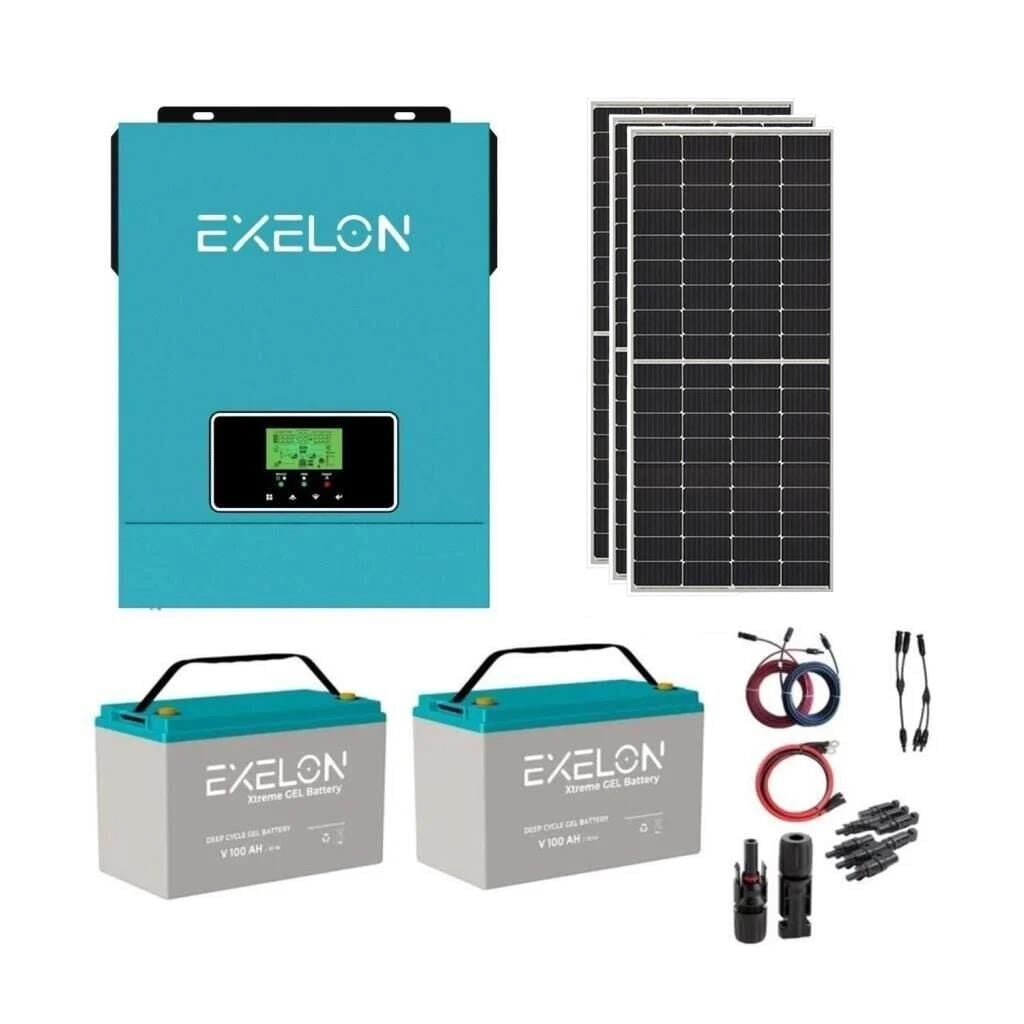 Güneş Enerjisi Bağ Evi Solar Paketi 3KVA İnverter 280W Güneş Paneli 100AH Jel Akü