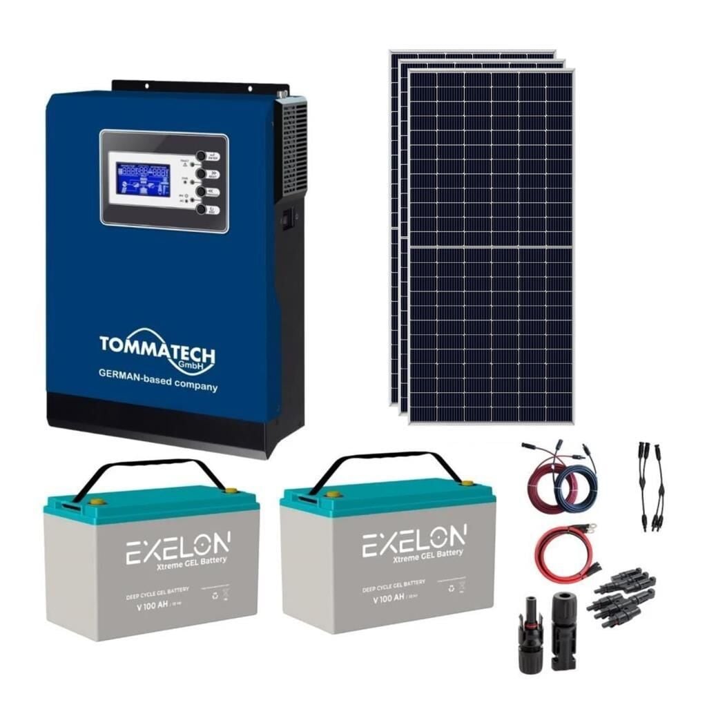 Güneş Enerjisi Bağ Evi Solar Paketi 3KVA İnverter 285W Güneş Paneli 100AH Jel Akü
