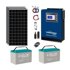 Güneş Enerjisi Bağ Evi Solar Paketi 3KVA İnverter 350W Güneş Paneli 100AH Jel Akü