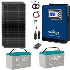 Güneş Enerjisi Bağ Evi Solar Paketi 3KVA İnverter 350W Güneş Paneli 100AH Jel Akü