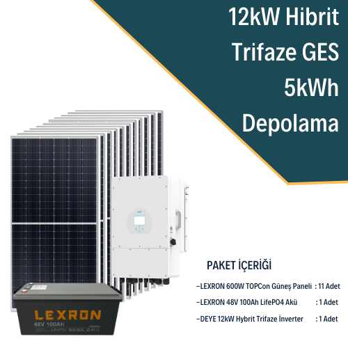 12KW Trifaze Hibrit Güneş Enerjisi Sistemi 1