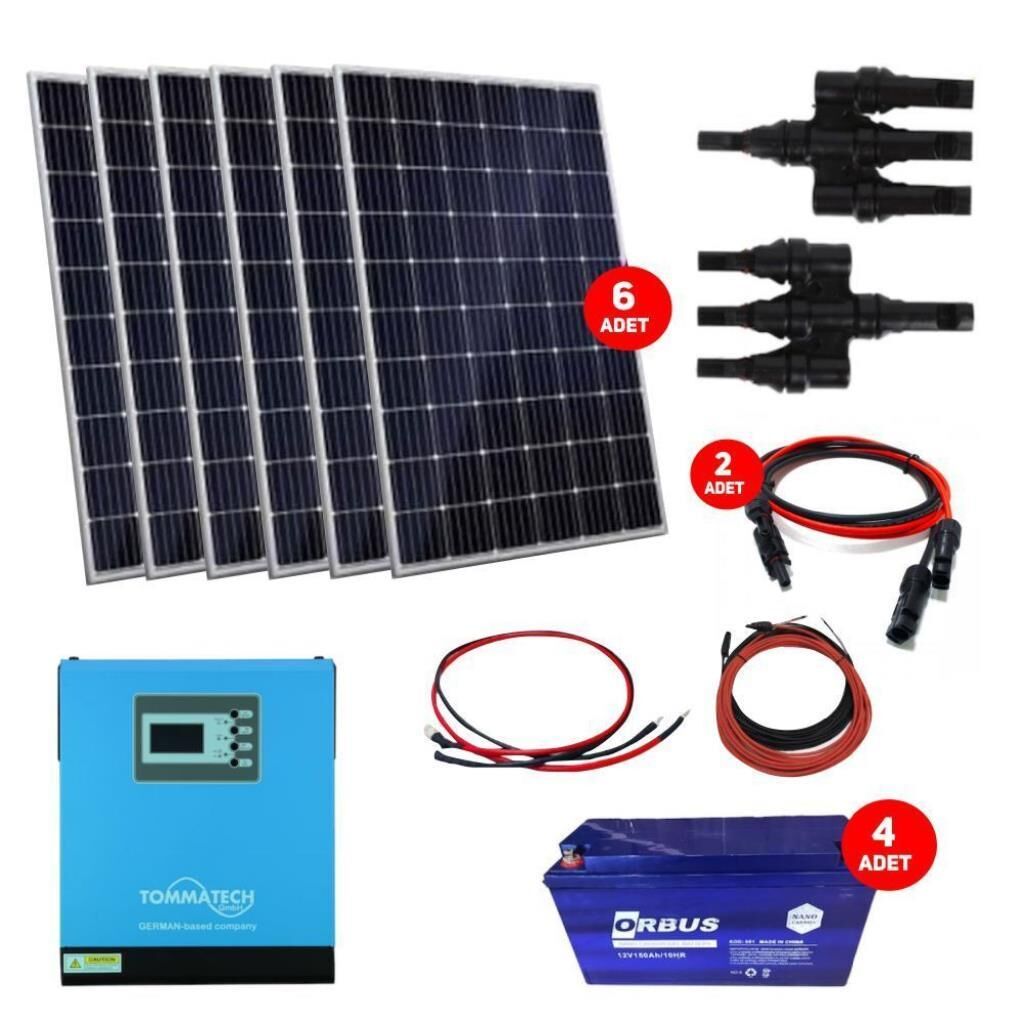 Güneş Enerjisi Bağ Evi Solar Paketi 5KVA İnverter 330W Güneş Paneli 150AH Jel Akü