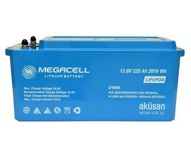 Megacell LiFePO4 ABS 12.8 V 220 Ah Lityum Demir Fosfat Akü