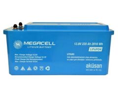 Megacell LiFePO4 ABS 12.8 V 220 Ah Lityum Demir Fosfat Akü
