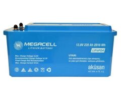 Megacell LiFePO4 ABS 12.8 V 220 Ah Lityum Demir Fosfat Akü