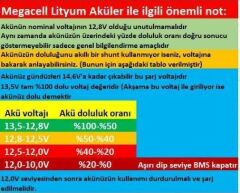 Megacell LiFePO4 ABS 12.8 V 220 Ah Lityum Demir Fosfat Akü