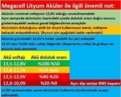 Megacell 12.8V 120Ah LiFePO4 Lityum Demir Fosfat Akü-YENİ