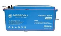 Megacell 12.8V 200Ah (Bluetooth) LiFePO4 Lityum Demir Fosfat Akü(ABS Kasa)