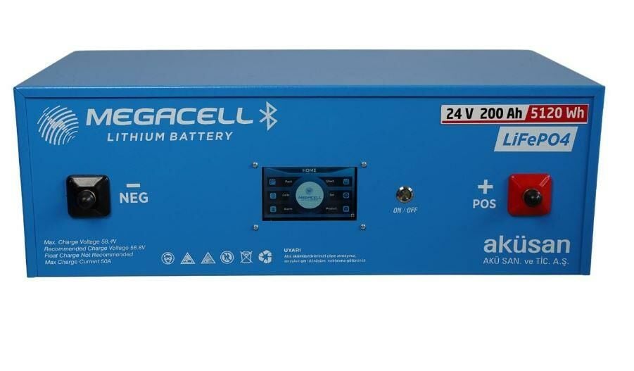 Megacell LiFePO4 25.6 V 200 Ah Lityum Demir Fosfat Akü