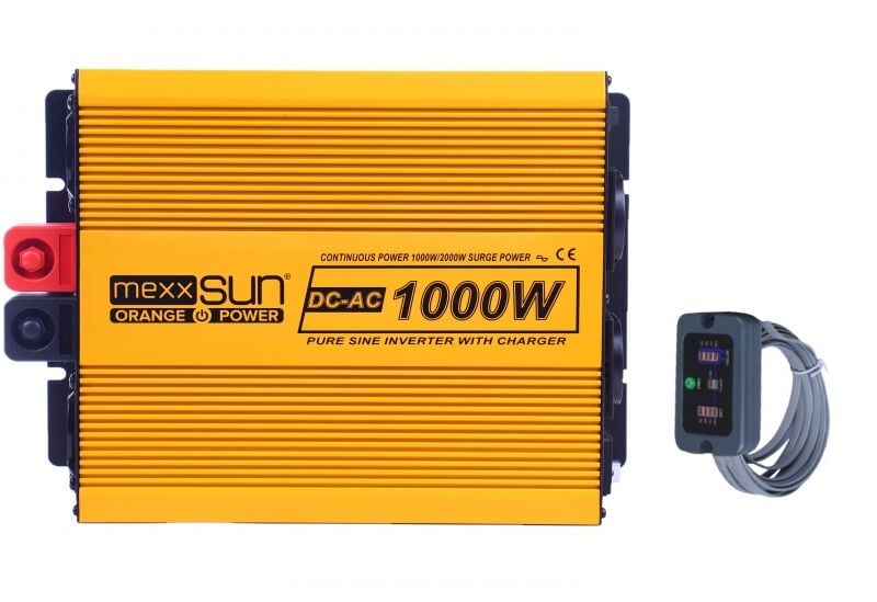عاكس Mexxsun مع شحن جيبي كامل / عاكس 12 فولت 1000 واط مع شحن جيبي كامل مع شاشة عرض