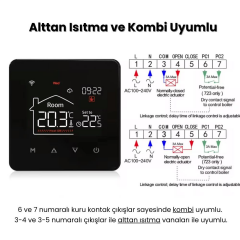 Novato Kablolu LCD Ekranlı WiFi Oda Termostatı (Siyah)