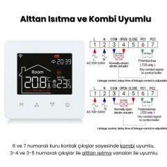 Novato Kablolu LCD Ekranlı WiFi Oda Termostatı (Beyaz)