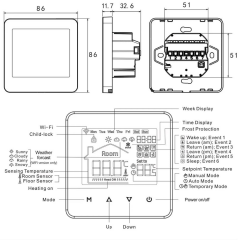 Novato Kablolu LCD Ekranlı WiFi Oda Termostatı (Beyaz)