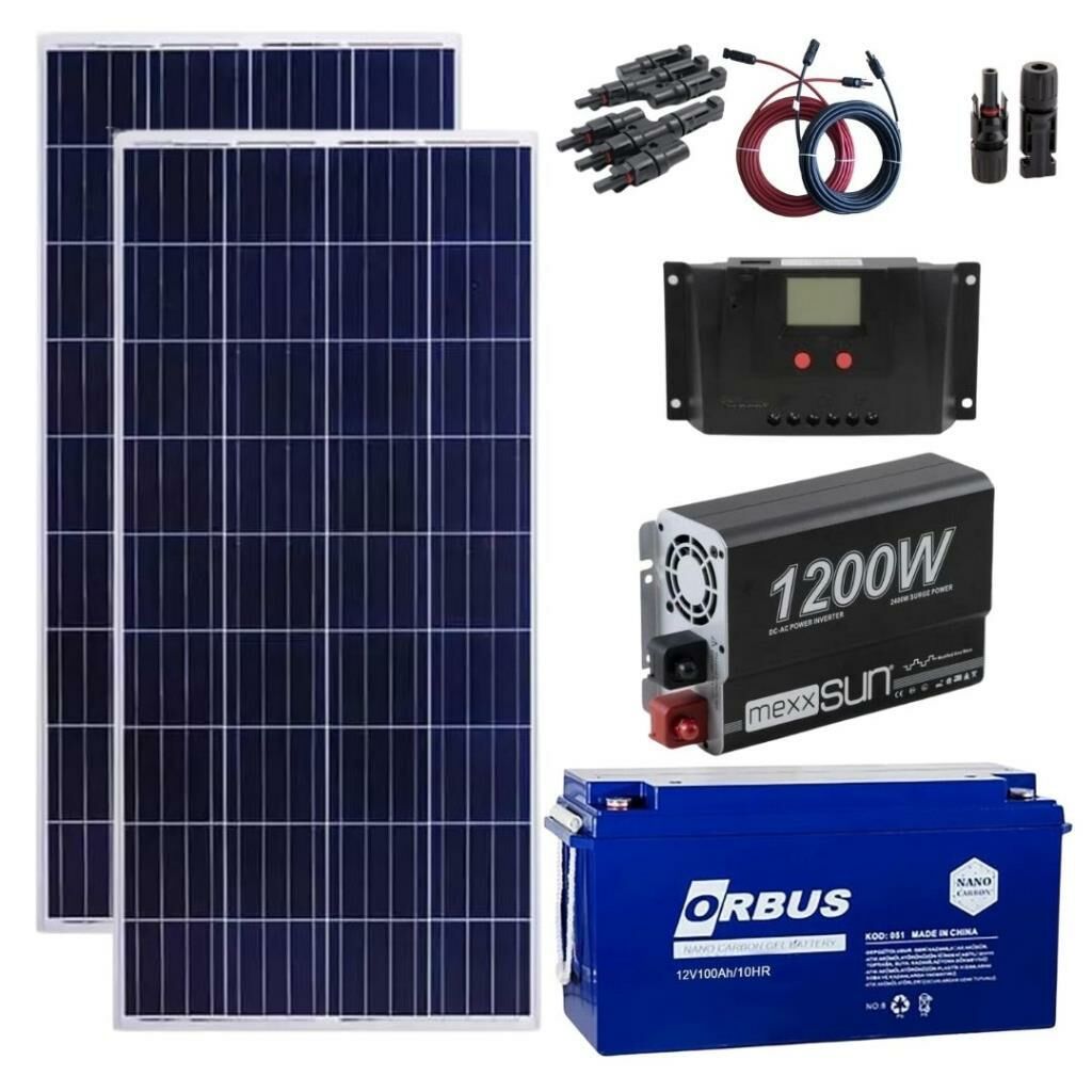 1200 Watt Tv Aydınlatma Bağ Evi Güneş Enerjisi 170w Solar Paket