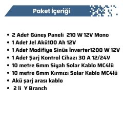 1200 Watt Tv Aydınlatma Bağ Evi Güneş Enerjisi 210w Solar Paket