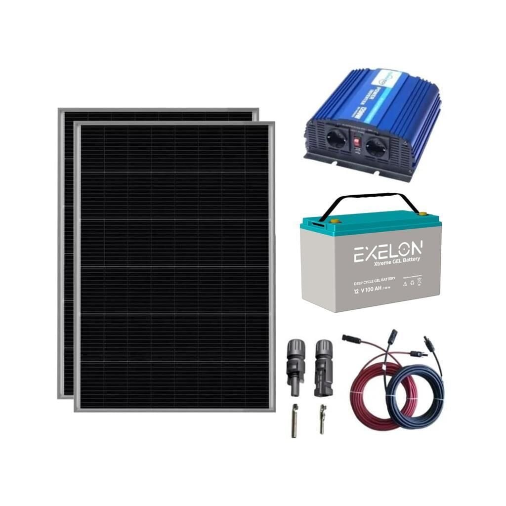 1200 Watt Tv Aydınlatma Bağ Evi Güneş Enerjisi 250W Solar Paket