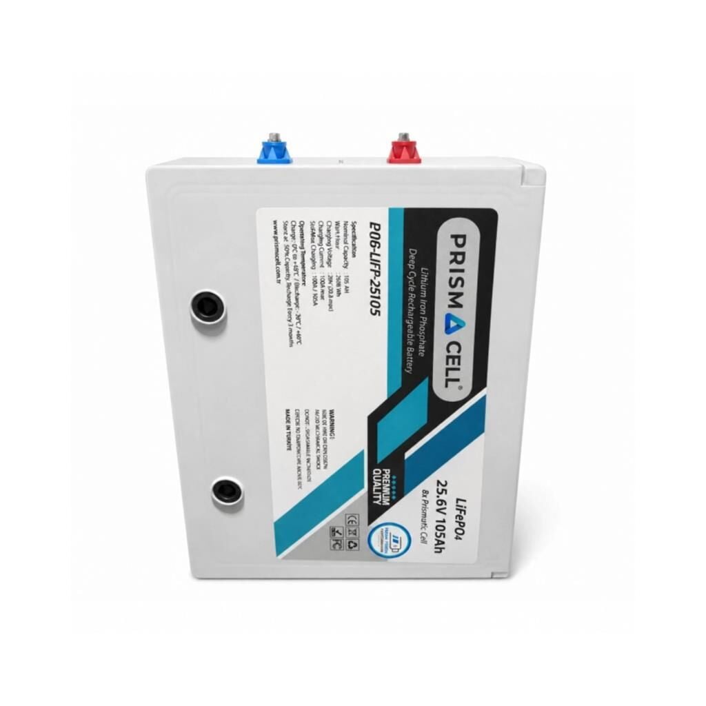 Prismacell Lifepo4 105ah 25.6 Volt Prizmatik Smart Bluetooth 2690 Watt Akü TURBO CHARGING Solar Akü