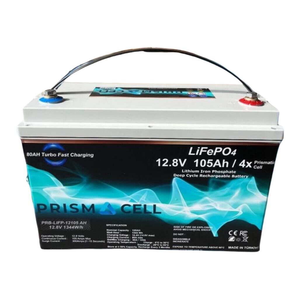 Prismacell Lifepo4 Akü 105ah 12.8 Volt TURBO FAST CHARGING Karavan, Marin, Solar Yaşam Aküsü