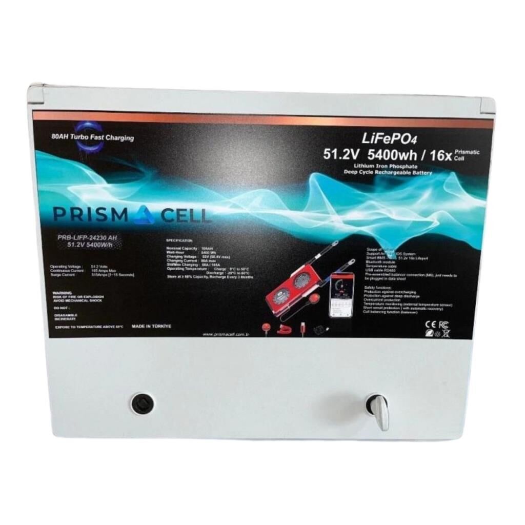 Prismacell Lifepo4 105ah 51.2 Volt Prizmatik Smart Bluetooth 5400 Watt Akü TURBO CHARGING Solar Akü