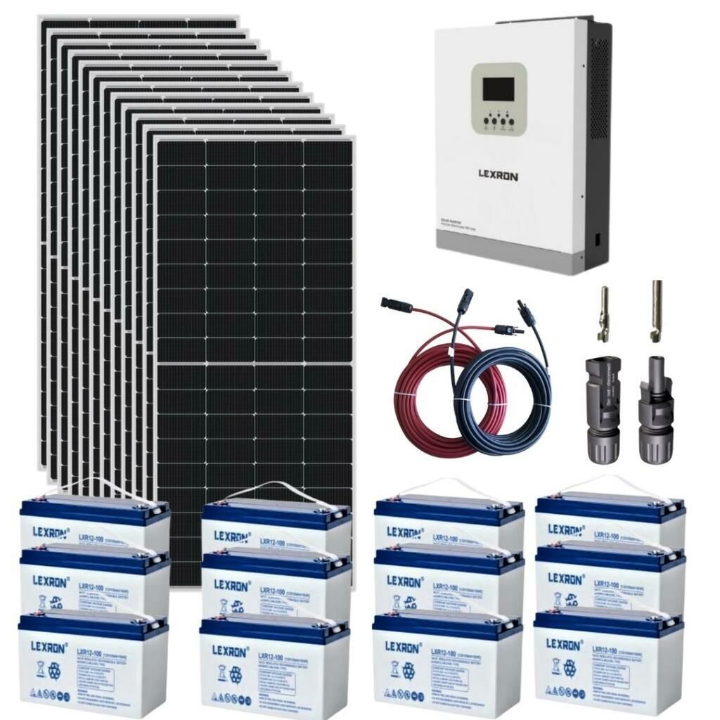 Güneş Enerjisi Bağ Evi Solar Paketi 5KVA Akıllı İnverter 410W Güneş Paneli 100Ah Jel Akü