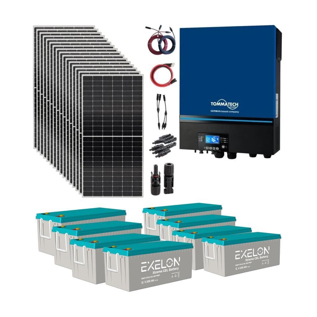 Güneş Enerjisi Solar Paketi 7.2kVA İnverter 550W Güneş Paneli 200Ah Jel Akü