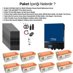 Güneş Enerjisi Solar Paketi 7.2kva  İnverter 550 watt  Güneş Paneli 200 Amper Jel  Akü