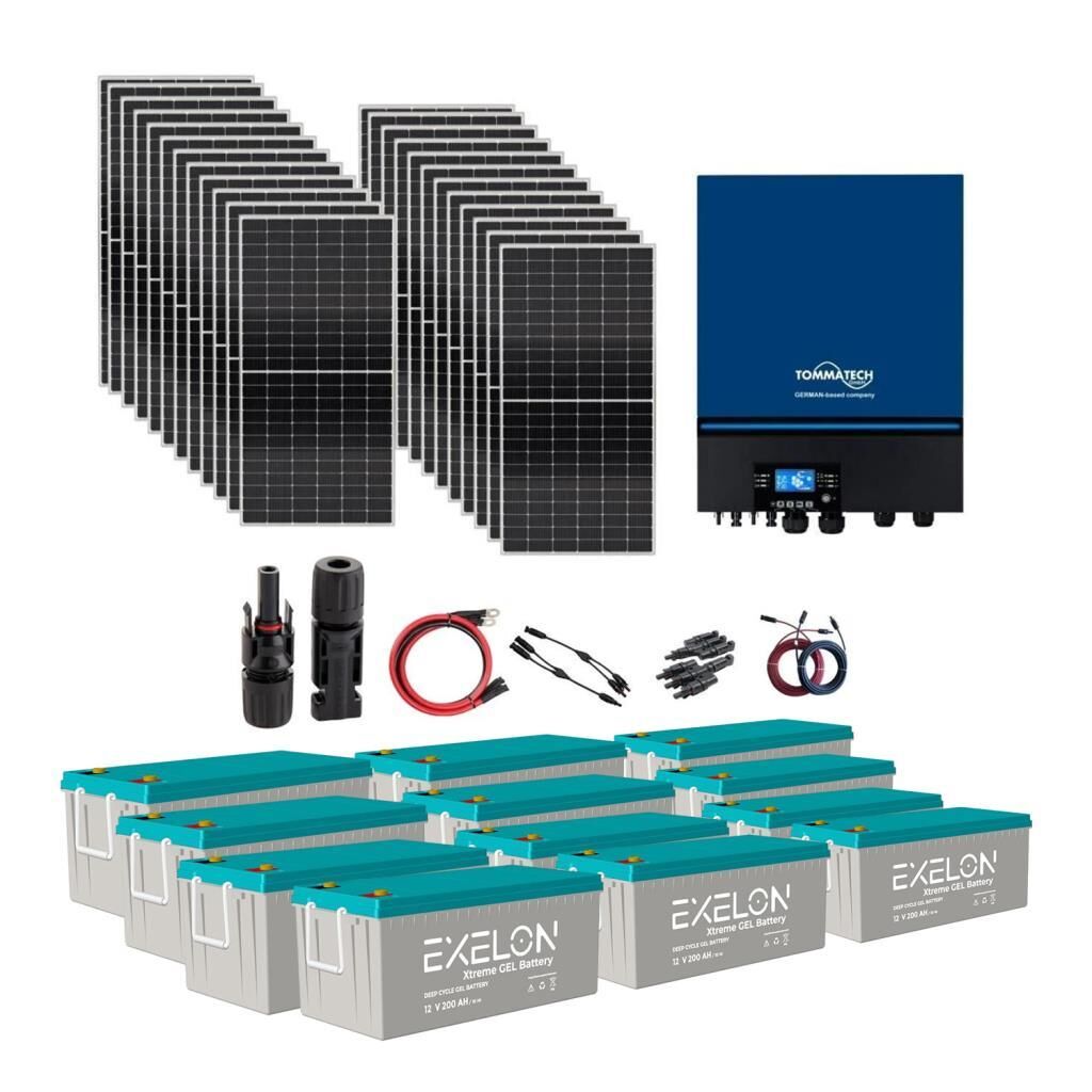 Teknovation Arge Solar Energy Solar Package 11kva Inverter 450 watt Solar Panel 200 Ampere Gel Battery Vineyard House Off Grid Package