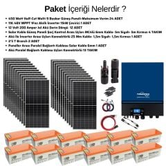 Güneş Enerjisi Solar Paketi 11kva İnverter 550 watt Güneş Paneli 200 Amper Jel Akü