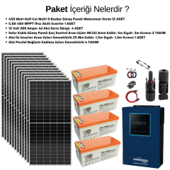 Güneş Enerjisi Solar Paketi 5.6kva İnverter 550 watt Güneş Paneli 200 Amper Jel Akü