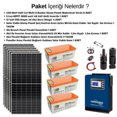 Güneş Enerjisi Solar Paketi 5kva İnverter 550 watt Güneş Paneli 200 Amper Jel Akü