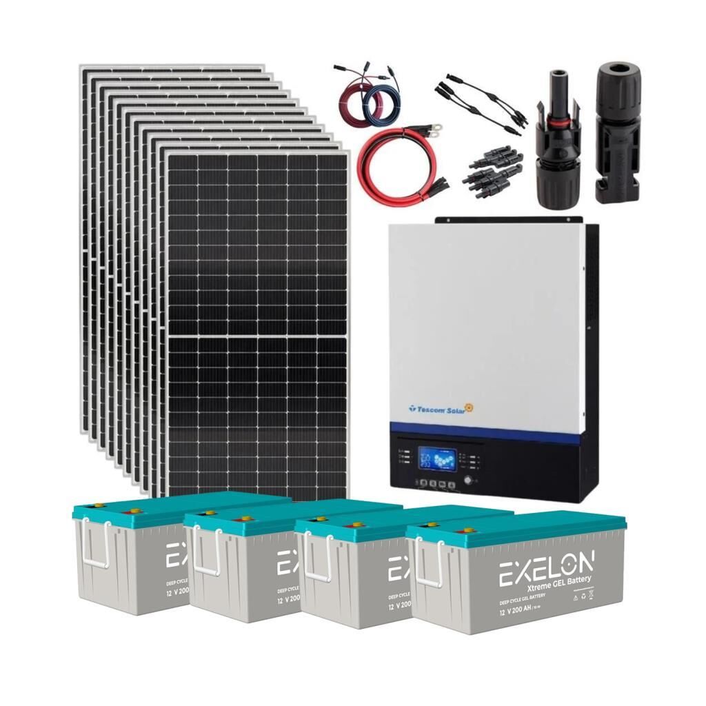 Teknovation Arge Solar Energy Solar Package VMIII 5Kva Mppt Inverter 455 watt Solar Panel 200 Amps Gel Battery Vineyard Off Grid Package