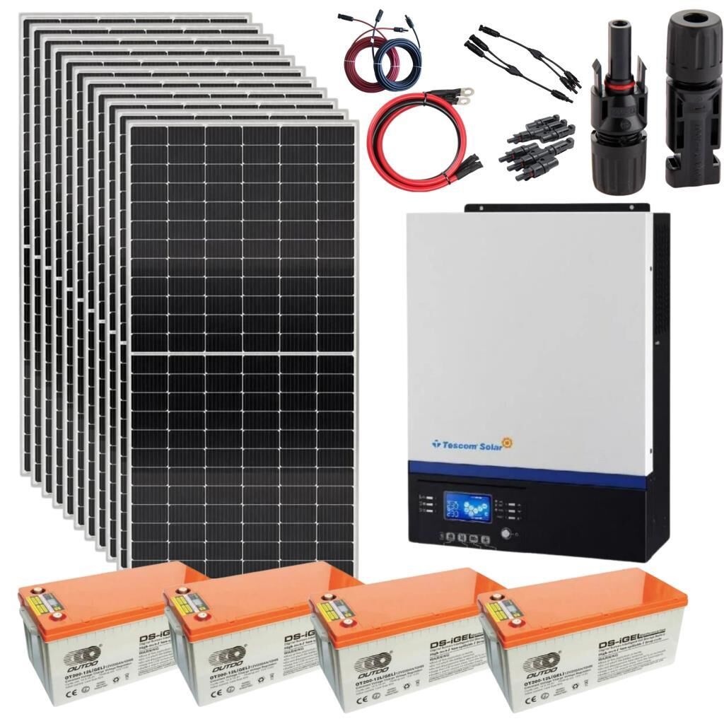 Güneş Enerjisi Solar Paketi VMIII 5Kva Mppt İnverter 550 watt Güneş Paneli 200 Amper Jel Akü