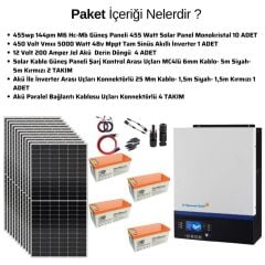 Güneş Enerjisi Solar Paketi VMIII 5Kva Mppt İnverter 550 watt Güneş Paneli 200 Amper Jel Akü