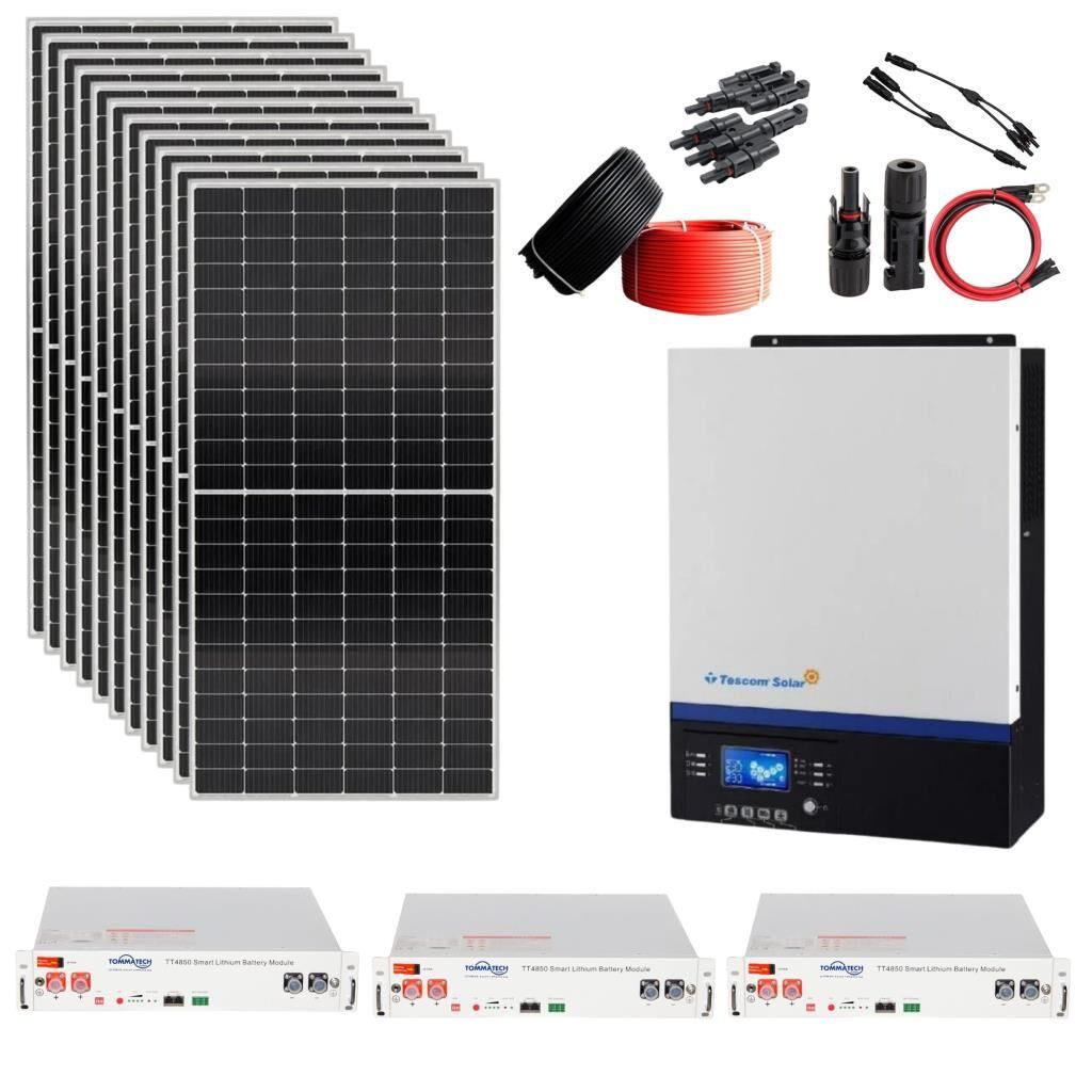 Güneş Enerjisi Solar Paketi 5kva İnverter 550 watt Güneş Paneli 48V 50 Amper Lityum Akü