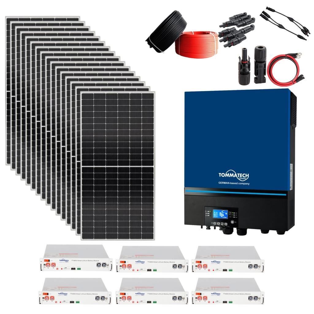 Güneş Enerjisi Solar Paketi 7.2kva İnverter 550 watt  Güneş Paneli 48V 50 Amper Lityum Akü