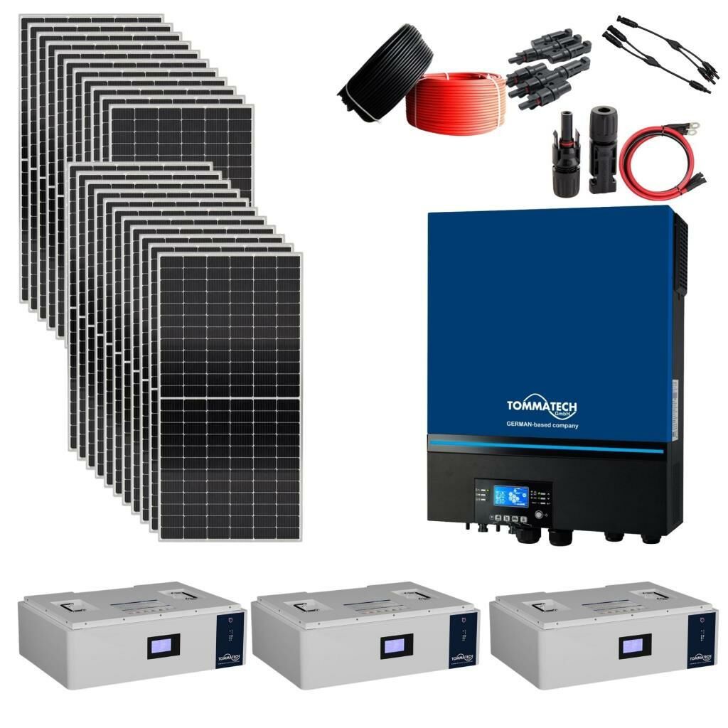 Güneş Enerjisi Solar Paketi 11kva İnverter 550 watt Güneş Paneli 48V 100 Amper Lityum Akü