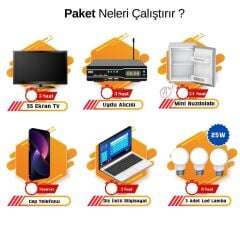 Güneş Enerjisi Solar Paketi 1kva İnverter 210 watt Güneş Paneli 100 Amper Jel Akü