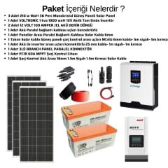 Güneş Enerjisi Solar Paketi 1kva İnverter 210 watt Güneş Paneli 100 Amper Jel Akü