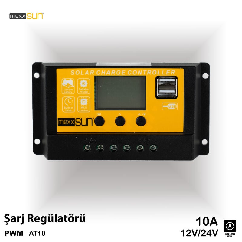 جهاز التحكم بالشحن PWM 10A 12 / 24V (AT10) Pwm
