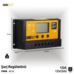 جهاز التحكم بالشحن PWM 10A 12 / 24V (AT10) Pwm