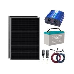 Mini Bağ Evi Solar Paketi 1200W İnverter 250W Güneş Paneli 2 x 100Ah Jel Akü