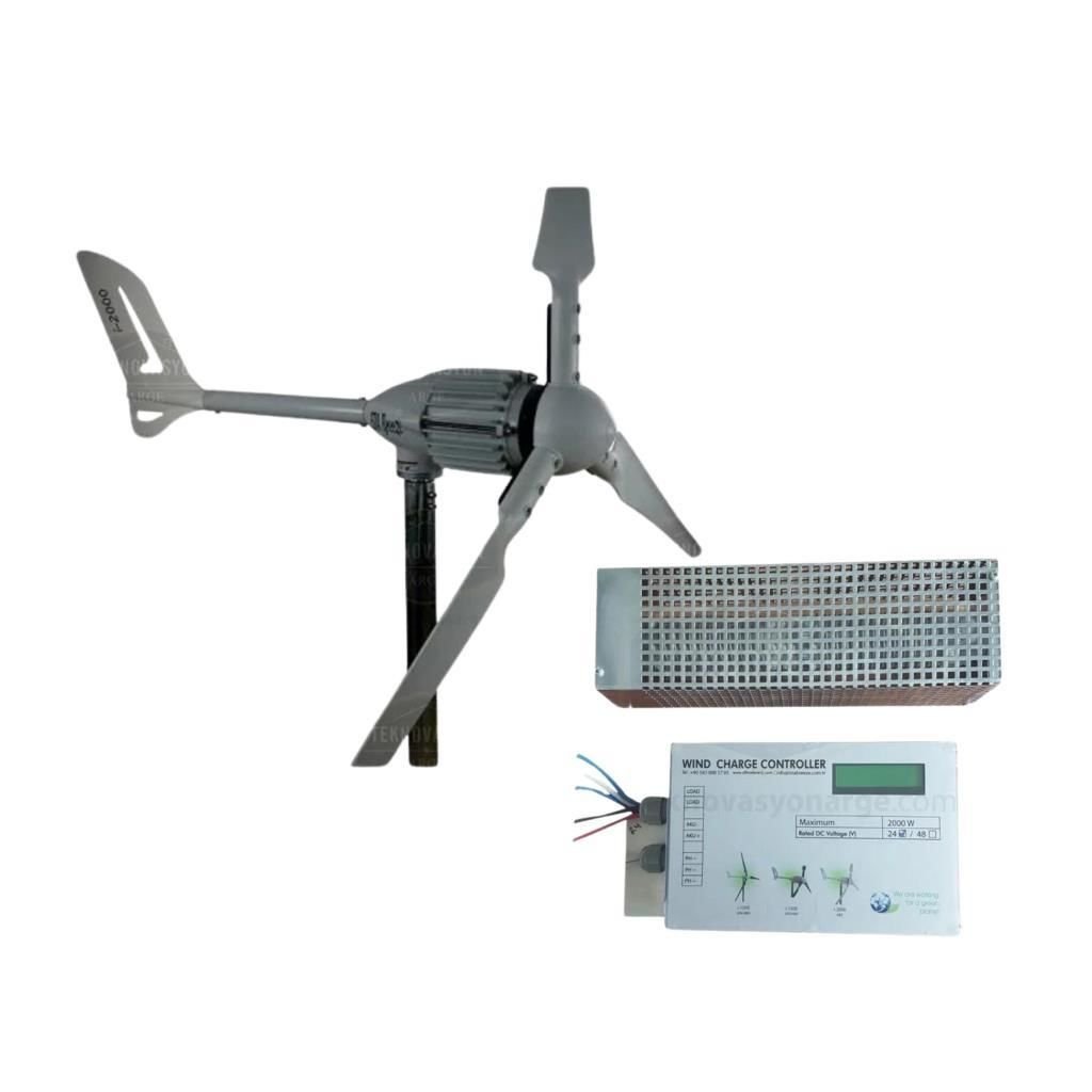 İ-2000W 48V Rüzgar Türbini + Yerli Şarj Kontrol Cihazı