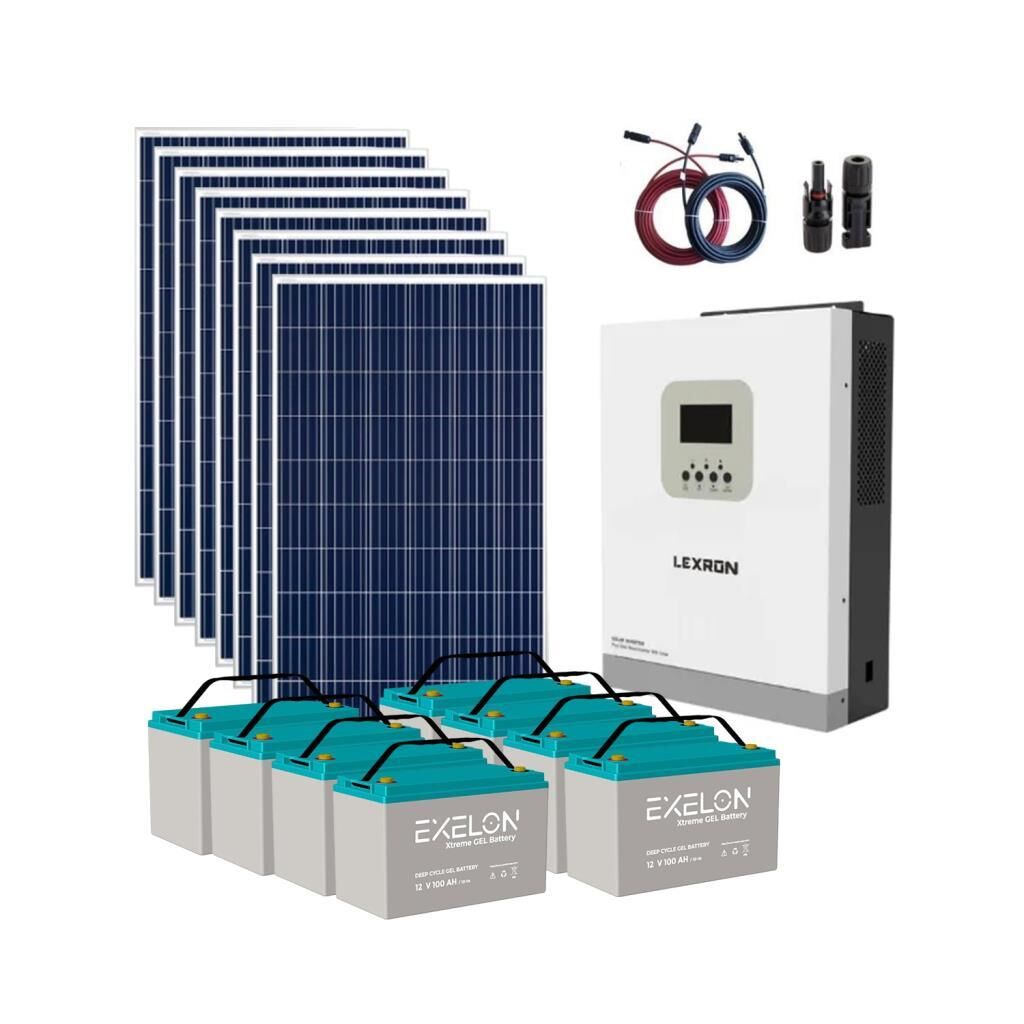 Polykristalli Bağ Evi Paketi (PAKET 7) 3kW MPPT İnverter 8x295W Panel 8x100Ah Jel Akü