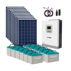 Polykristalli Büyük Ev Paketi (Paket 9) 6.2kW MPPT İnverter 12x295W Panel 12x100Ah Jel Akü