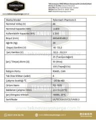 Pylontech Phantom-S Lityum Akü 48 Volt 50 Amper 2.4 kW