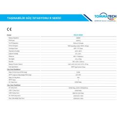 TommaTech 500W Taşınabilir Güç Kaynağı Power Station R Serisi